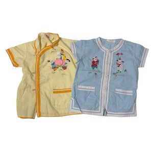 Vintage Asian Plum Blossoms Daffodil Girls Shirts Size 6-8 Embroidered Chinese